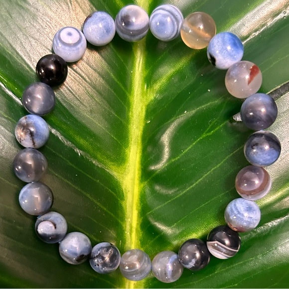 Hand Crafted Jewelry - blue dream agate handmade beaded bracelet 8mm